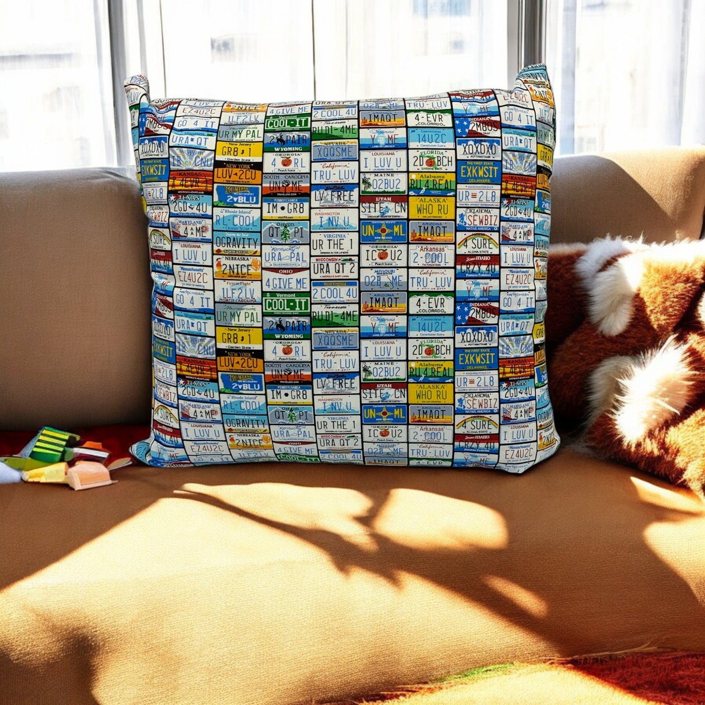 Vintage License Plate Pillow